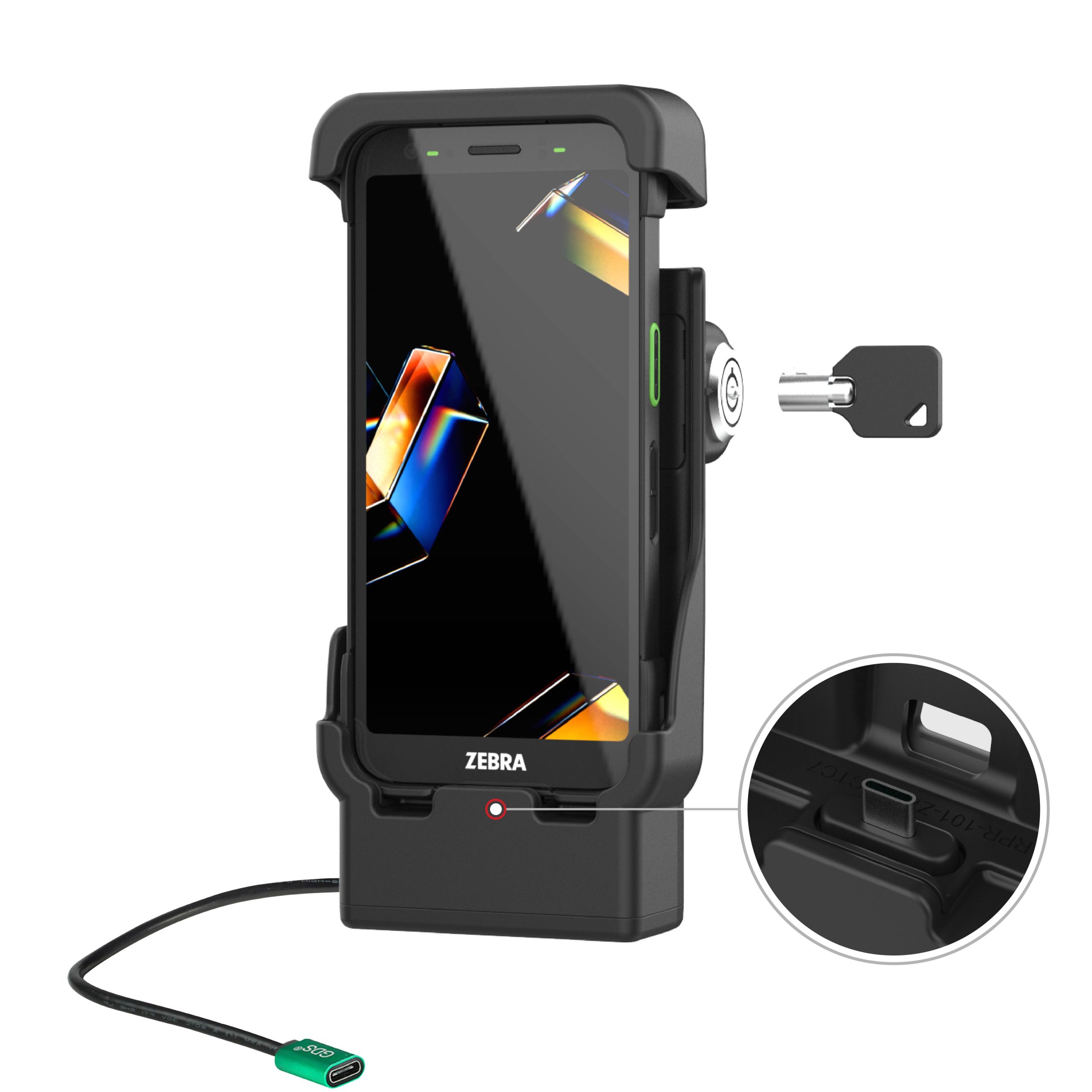 适用于Zebra TC 701的RAM®锁定电动底座，带USB-C